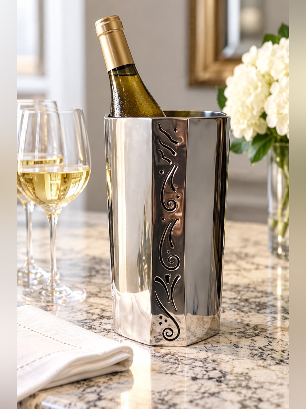 Lenox Spyro Wine Chiller Vase Silver Metal Art Deco 6307912